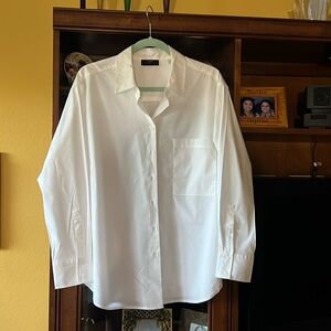 Tahari boyfriend white shirt.